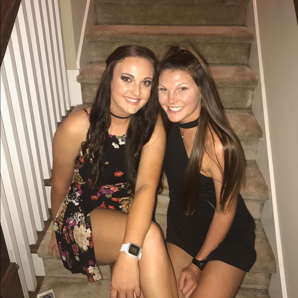 Floral spaghetti strap romper w/ skirt wrap-around